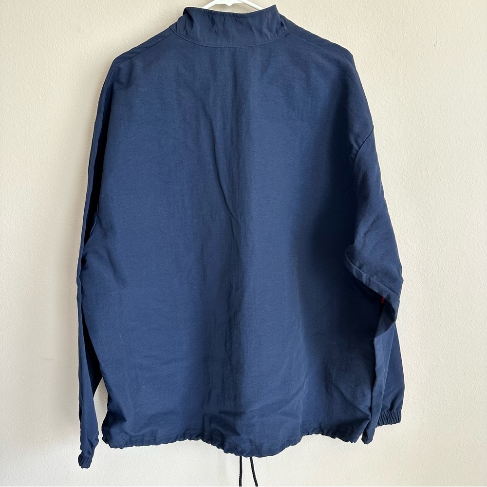 VTG Surf Style Mens Pullover 1/4 Zip Windbreaker Blue White Red L/XL Made USA - Picture 2 of 6